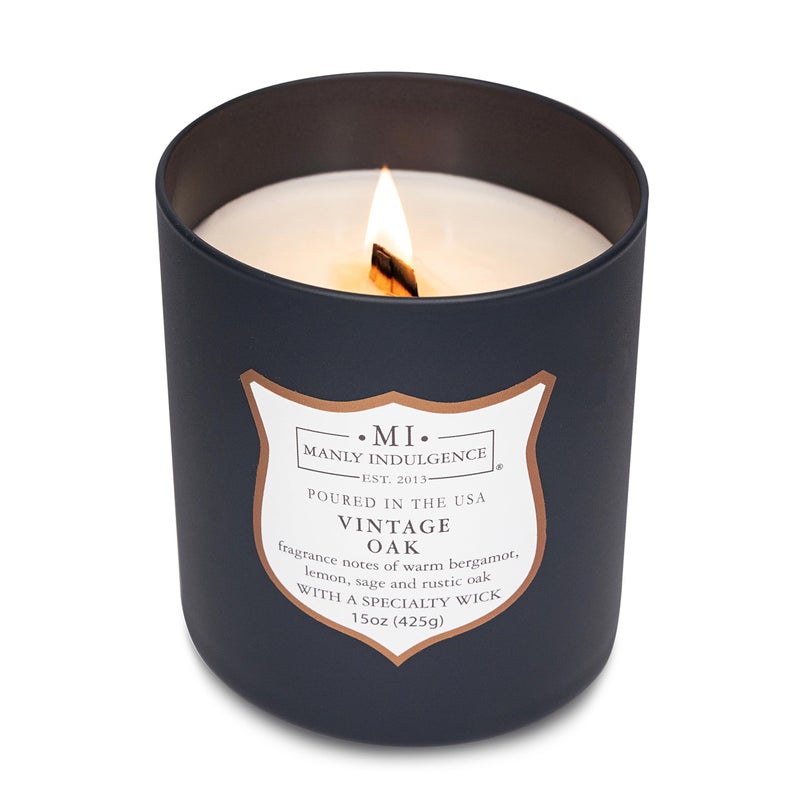Manly Indulgence Vintage Oak Scented Candles for Men, 15 oz Wooden Wick, Premium Soy Blend Wax, 60H Burn, Candles for Home Scented - Made in The USA - Image 3